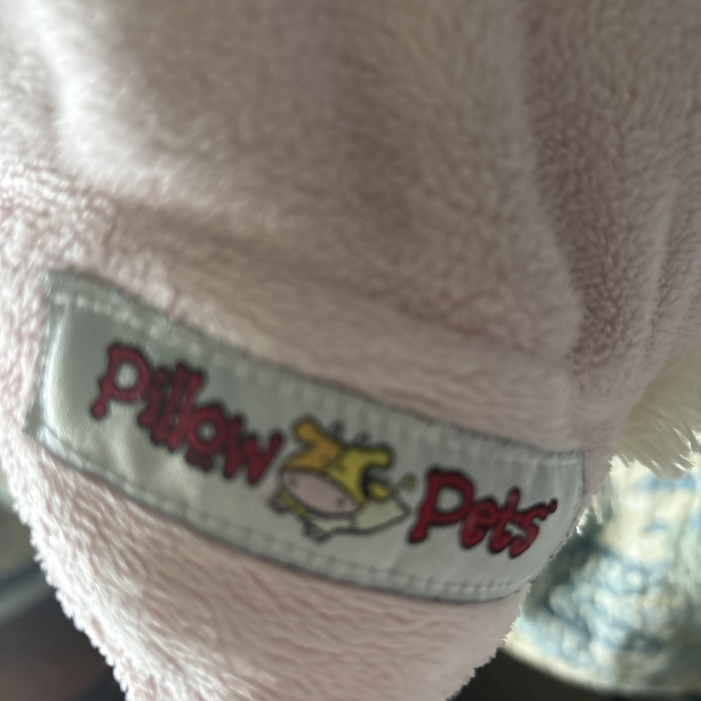 My Pillow Pet Bunny Rabbit 2011 White With Polka Dot Ears Light Pink 19" VTG - Picture 7 of 9